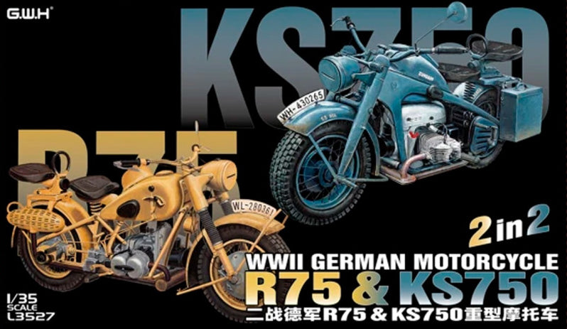 Great Wall Hobby 1/35 WWII German BMW R75 & Zündapp KS750 Motorcycles with Sidecars 2-in-2 L3527 Model Kit NZ Stock