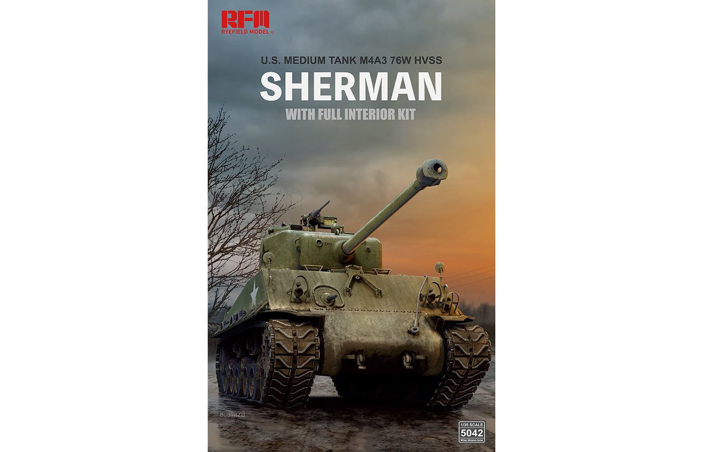 RFM 1/35 M4A3 76W HVSS Sherman – Full Interior & Workable Tracks RM-5042