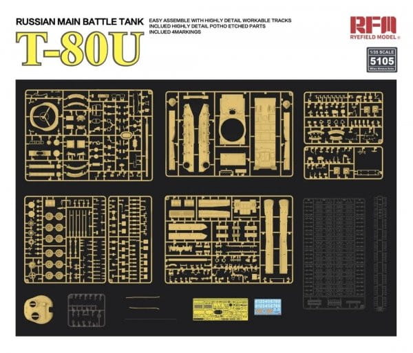 Rye Field Model 1:35 scale T-80U Russian MBT 5105 scale model kit