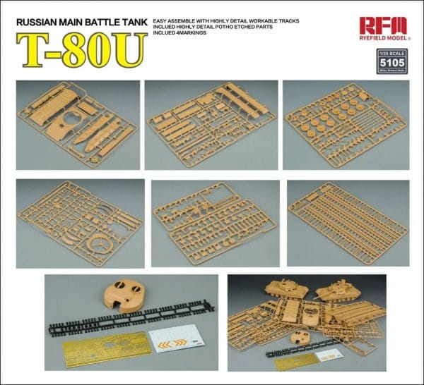 Rye Field Model 1:35 scale T-80U Russian MBT 5105 scale model kit