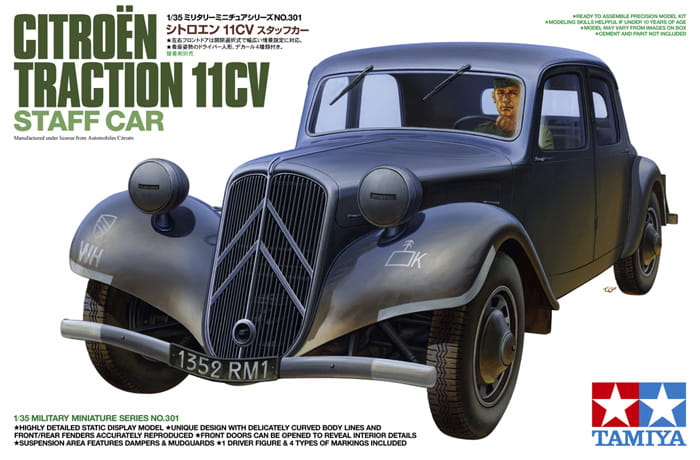 Tamiya 1/35 Citroën Traction 11CV Staff Car WWII Military Vehicle Plastic Model Kit 35301