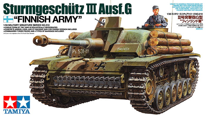 Tamiya 1/35 Finnish Army Sturmgeschütz III Ausf.G WWII Assault Gun Plastic Model Kit 35310