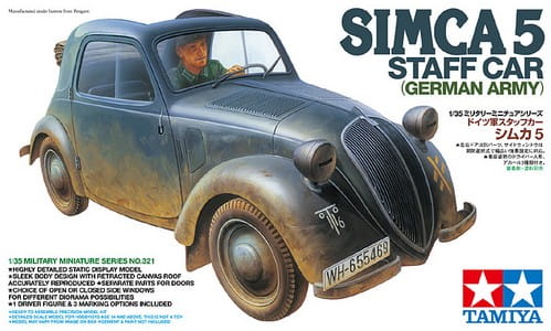 Tamiya 1/35 Simca 5 German Army Staff Car WWII Military Vehicle Plastic Model Kit 35321