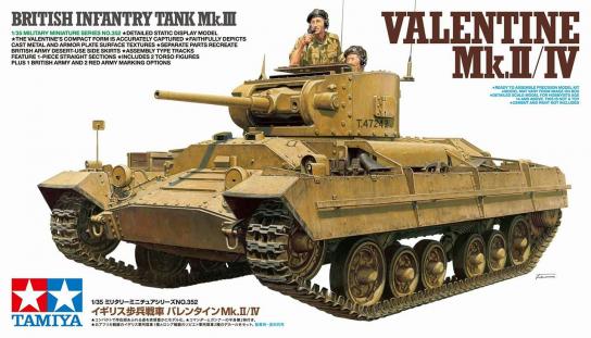Tamiya 1/35 Scale Valentine Mk.II/IV British Infantry Tank Mk.III Plastic Model Kit 35352