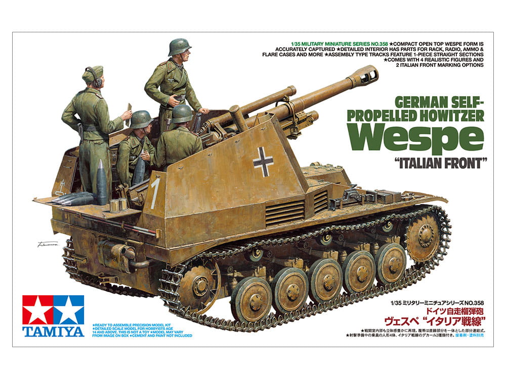 Tamiya 1/35 German Wespe Self-Propelled Howitzer Italian Front WWII Plastic Model Kit 35358