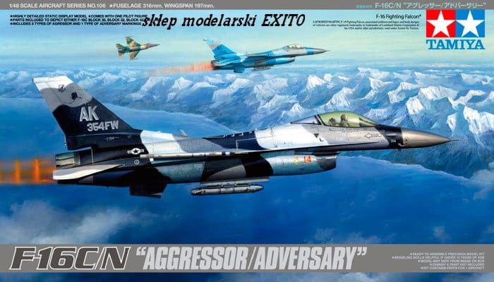 Tamiya 1/48 F-16C/N Aggressor Adversary Modern Fighter Jet Plastic Model Kit 61106