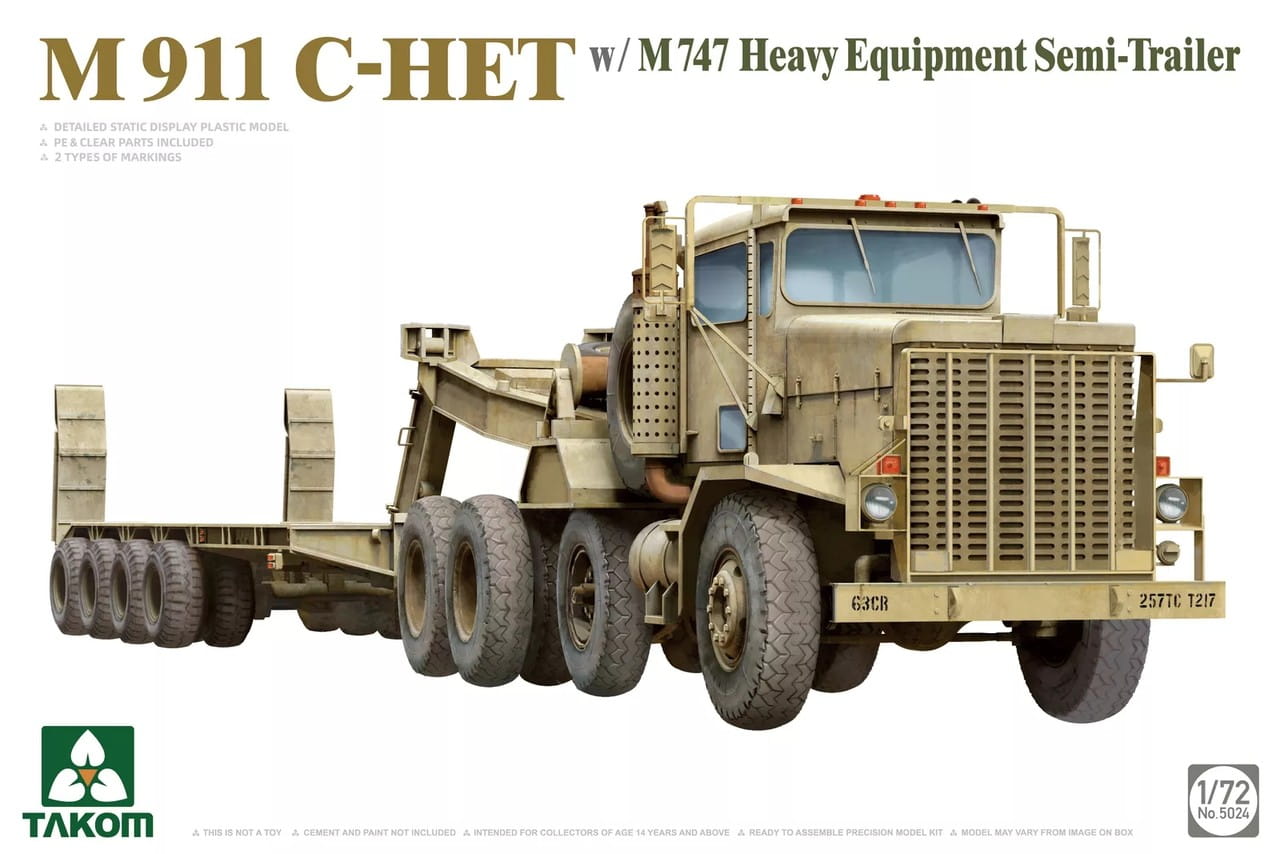 Takom 1/72 Scale M911 C-HET w/ M747 Heavy Equipment Semi-Trailer 5024 Plastic Model Kit NZ Stock
