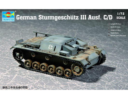 Trumpeter 1/72 Scale German Sturmgeschütz III Ausf. C/D Plastic Model 07257 NZ Stock