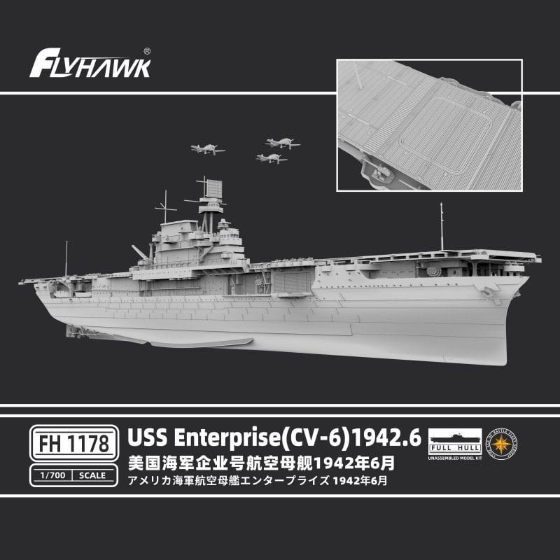FlyHawk 1/700 Scale USS Enterprise 1942 FH1178 Plastic Model Kit