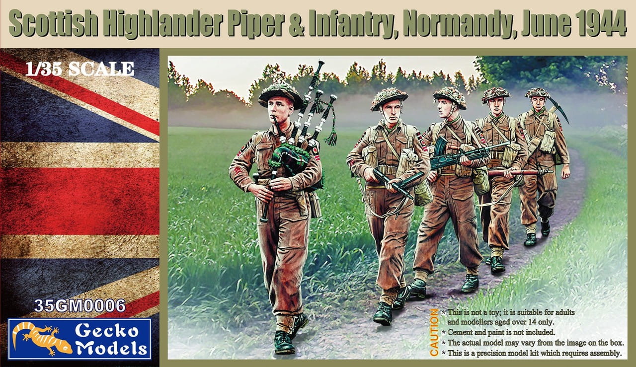 Gecko Models 35GM0006 - 1:35 Scottish Highlander Piper & Infantry, Normandy, June 1944
