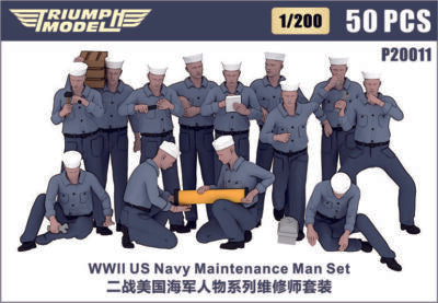 Triumph P20011 1/200 Scale WWII US Navy Sailors Set (Working Uniform) 50 PCS Figure Set