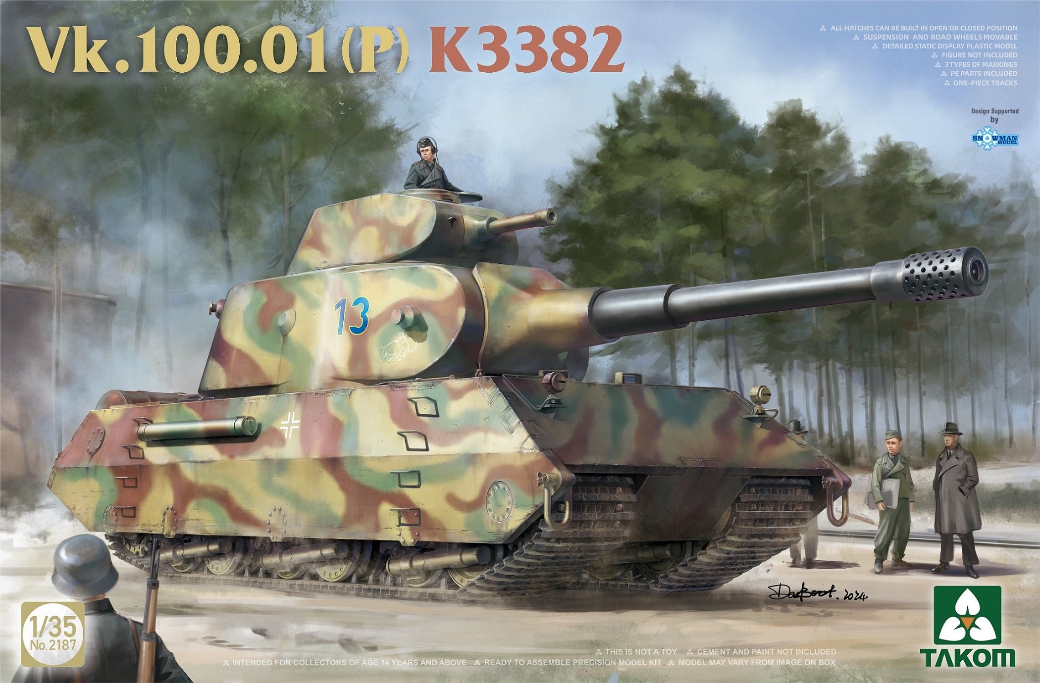 Takom 1/35 Scale VK 100.01 (P) K3382 German Heavy Tank WWII 2187 Plastic Model Kit