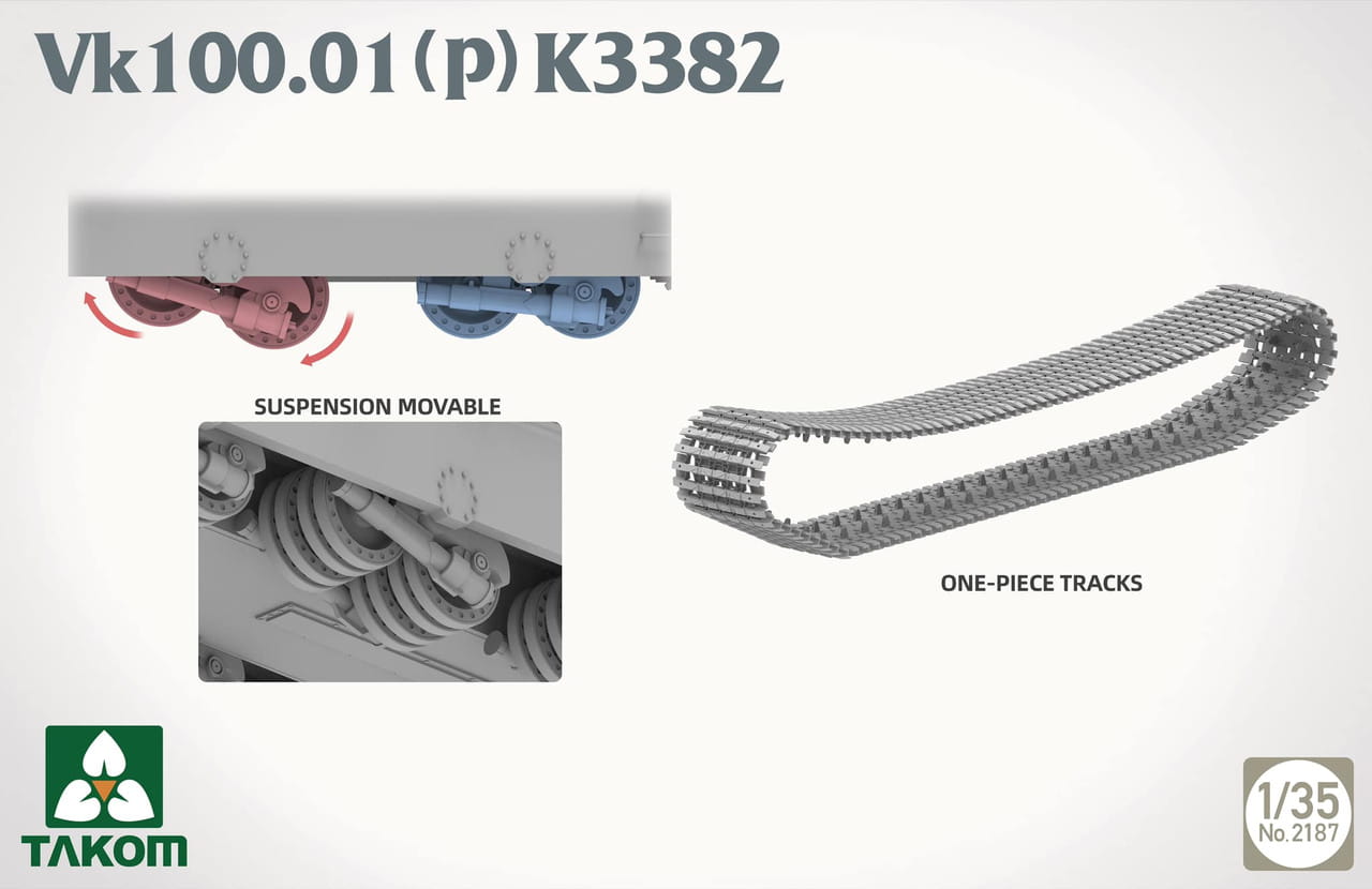 Takom 1/35 Scale VK 100.01 (P) K3382 German Heavy Tank WWII 2187 Plastic Model Kit