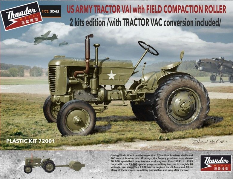 Thunder Model 1:72 US Army Case VAI & VAC Tractors + Le Tourneau Compaction Roller | No. 72001